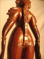 figurine poupee bois antiquite couple detail inde