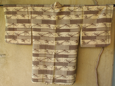 kimono haori japon crepe de soie doublure soie beige dos
