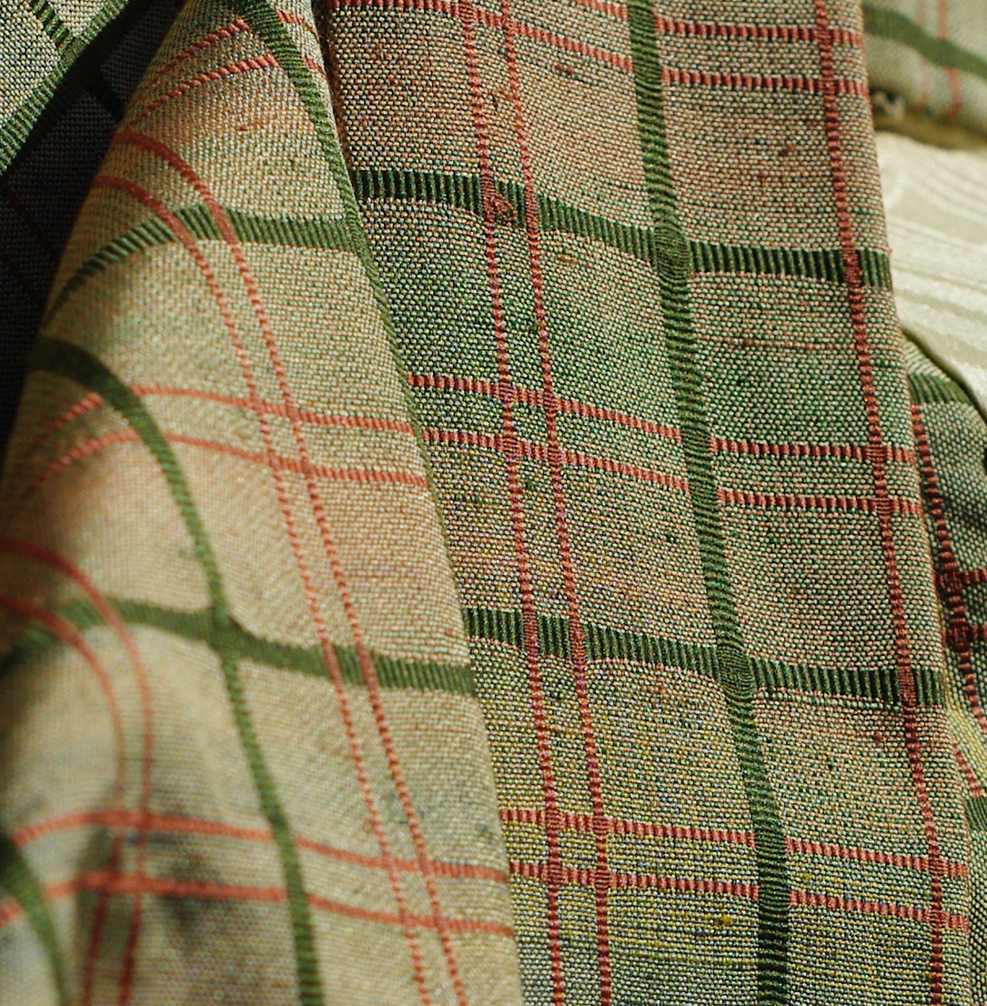 kimono haori japon soie doublure soie carreaux vert matiere