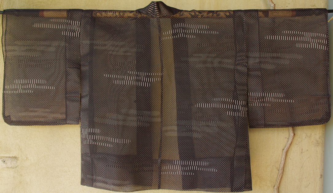 kimono haori japon soie ramie noir transparent dos