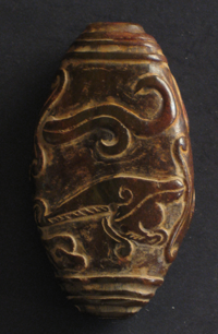 sculpture jade brun antiquite bijou perle dragon ovoide chine