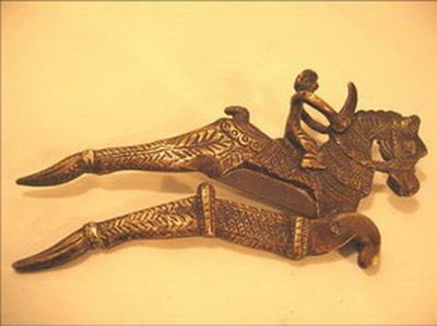 betel ciseaux noix arec forme cavalier sur cheval bronze inde