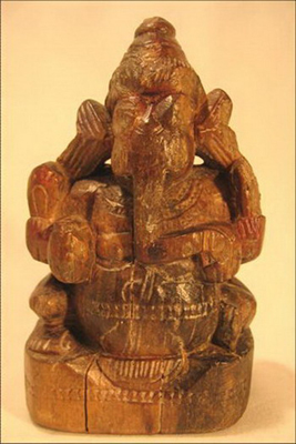 figurine poupee bois antiquite dieu Ganesha inde