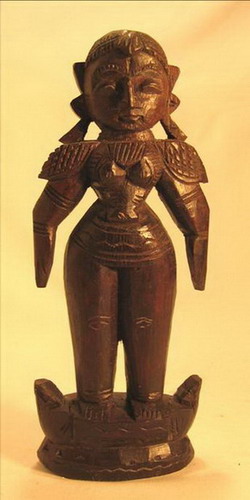 figurine poupee bois femme antiquité inde