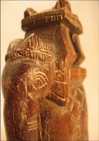 figurine poupee bois elephant antiquite inde detail