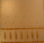bordure palu sari coton jamdani tisse main blanc or inde