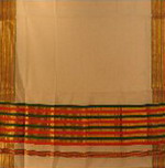 bordure palu sari coton broche tisse main blanc orange vert or inde
