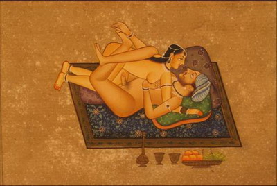 miniature erotique couple peinture vegetale sur papier or inde