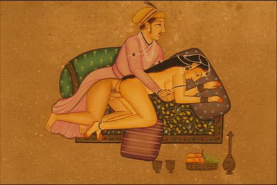 miniature erotique couple peinture vegetale sur papier or inde