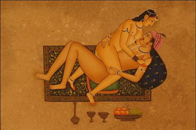 miniature erotique couple peinture vegetale sur papier or inde