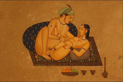 miniature erotique couple peinture vegetale sur papier or inde