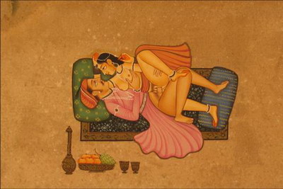 miniature erotique couple peinture vegetale sur papier or inde