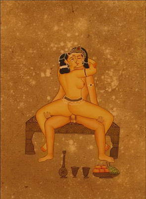 miniature erotique couple peinture vegetale sur papier or inde