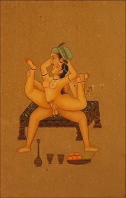 miniature erotique couple peinture vegetale sur papier or inde