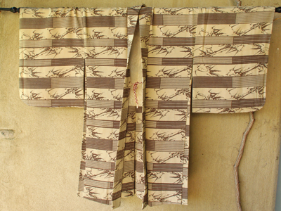 kimono haori japon crepe de soie doublure soie beige